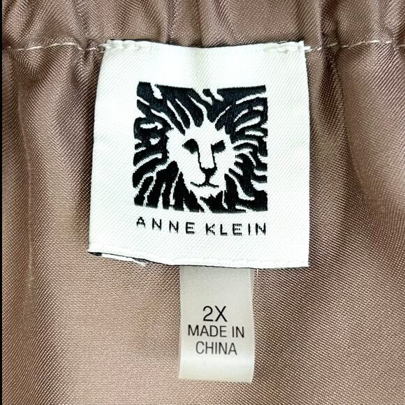 Anne Klein Tan Polka Dot Tulle Elastic Waist Midi Dress - Picture 9 of 10